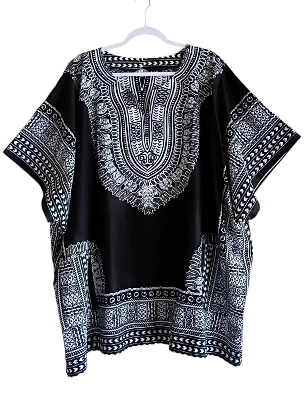 King-Size Dashiki Black White Festival Unisex Cotton Sz 5X